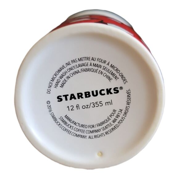 🤑 3 for $20 - Starbucks 2016 Christmas Ceramic Tumbler w/ light design 12 oz - Picture 3 of 4